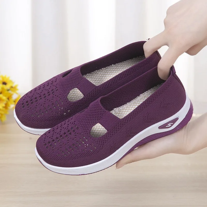 Women Shoes Summer Breathable Comfortable Single Shoes Casual Platform Shoes Lightweight Slip on Walking Shoe Non Slip Flat Shoe
