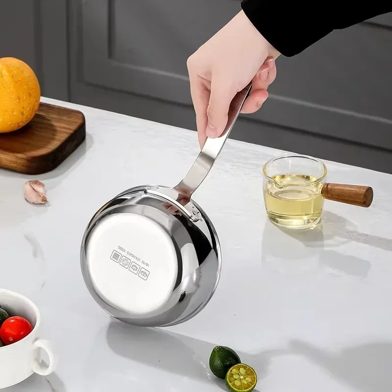 1PC Stainless Steel Oil Pot Egg Frying Pan Mini Soup Milk Pot Cooking Saucepan Scalding-proof Kitchen Tool Cookware Accessories