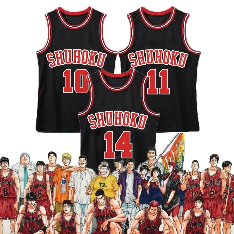 SS13Anime Sakuragi Hanamichi Shohoku Kaede Rukawa Cosplay negro equipo de baloncesto Jersey Top Slam Dunk Cos Jerse