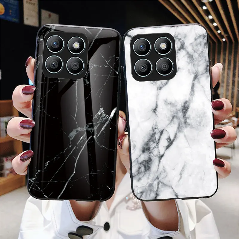 Honor X8B LLY LX1 LX2 LX3 Case Marble Grain Tempered Glass Hard Back Cover Phone Case Silicone TPU Bumper for Honor X8B HonorX8B