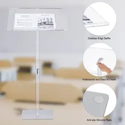 Acrylic podium stand, lecture platform, reception, for classroom, concert, church, speech, easy to assemble, metal base, modern