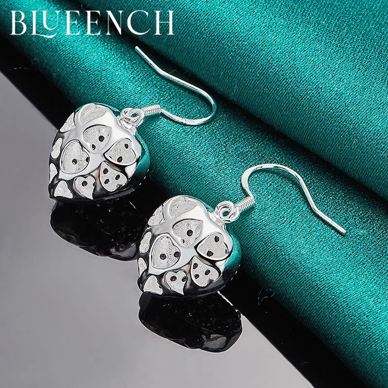 

Blueench 925 Sterling Silver Purple Zircon Heart Peach Earrings Eardrop For Women Fashion Wedding Charm Jewelry