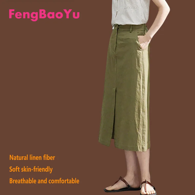 

Платье-миди Fengbaoyu Natural 100% для женщин, с завышенной талией, в простом стиле, для делового и повседневного образа
