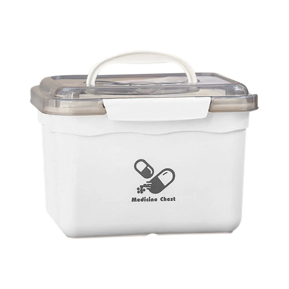1 مجموعة المحمولة الطب الصدر طبقة مزدوجة صندوق دواء منزلي كبير المعونة حقيبة للتخزين مقبض دائم #6