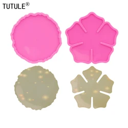 High glossy and shiny high quality round flower silicone mold Epoxy resin mold Creative coasters Tableware mat DIY clay molds