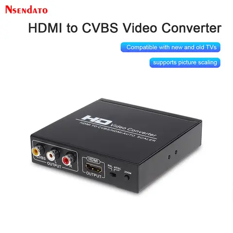 HDMI-Compatible to HDMI AV RCA CVBS 3RCA Converter 1080P Composite Out Video Audio Auto scaler Adapter Support PAL NTSC For TV