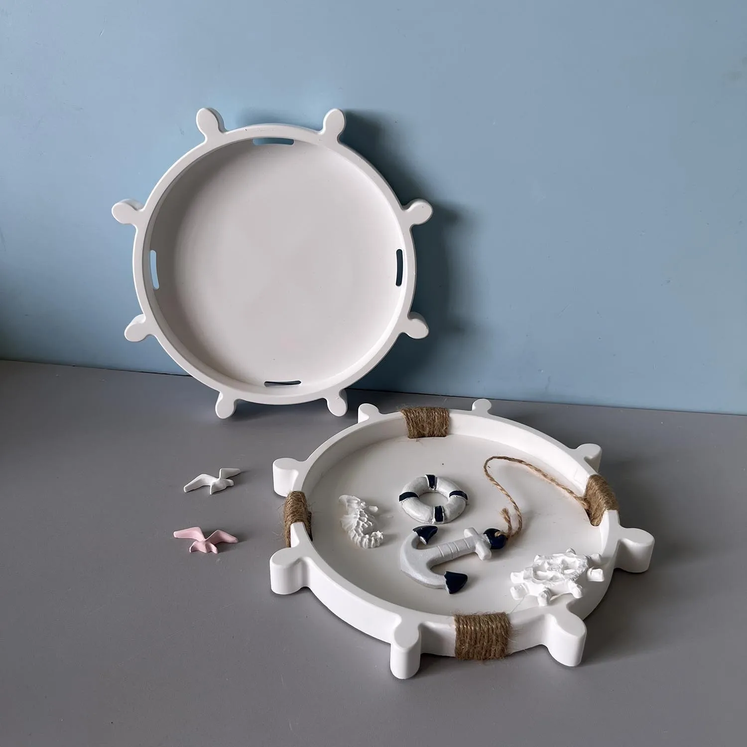 Rudder Tray Silicone Molds DIY Jewelry Display Plate Gypsum Plaster Concrete Mould Craft Storage Cup Coaster Casting Resin Tool