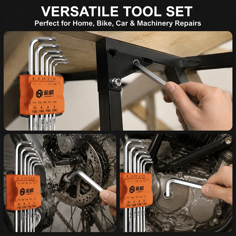 Torx Hex Socket Wrench Set Multifunctional Mini T-Type Hexagon Screwdriver Tool Hex Key Allen Wrench Kit
