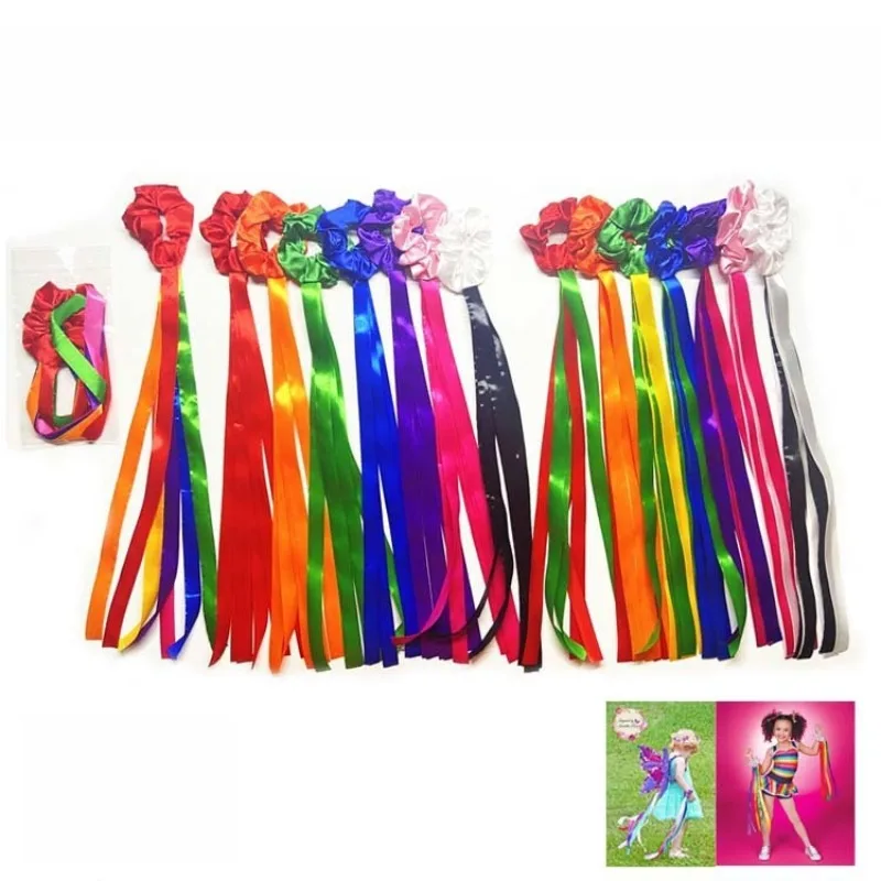 2pcs Rainbow Dance Ribbons Rainbow Rhythm Ribbons Wrist Streamers Hand Held Rhythm Streamers Gymnastics Dance Decorations