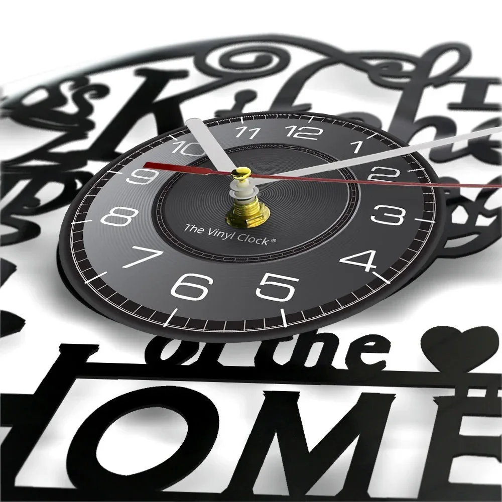 New Kitchen Heart of Home Inspired Vinyl Record Clock Modern Design Vinyl Wall Watch Kitchen Decor Noiseless Timepieces