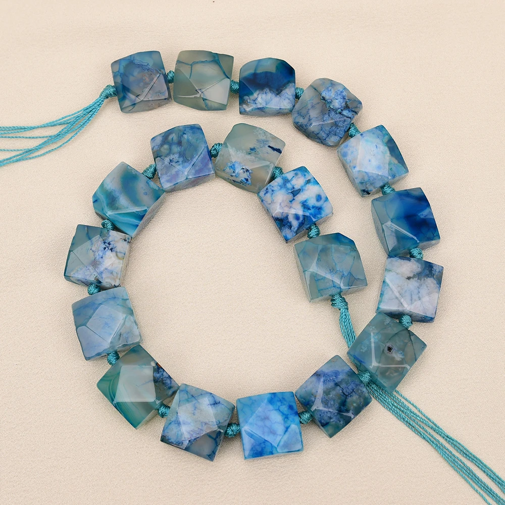 APDGG Natural Chrysanthemum Stone Square Blue Coral Jade Loose Beads Jewelry Making DIY