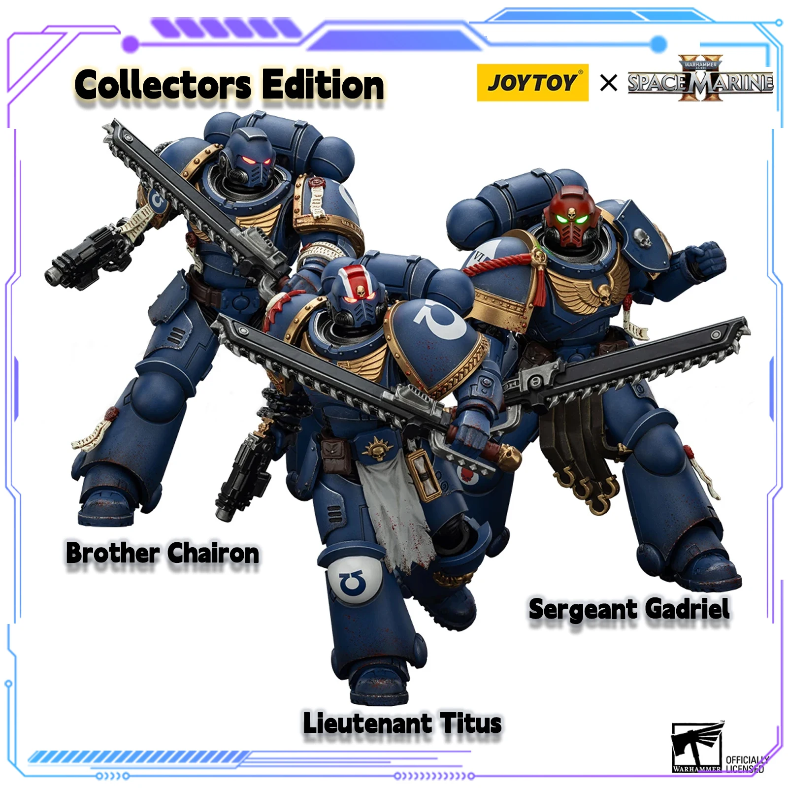 

JOYTOY Warhammer 40K 1/18 Action Figure Ultramarines Lieutenant Titus Sergeant Gadriel Brother Chairon Collectors Edition 12.8cm