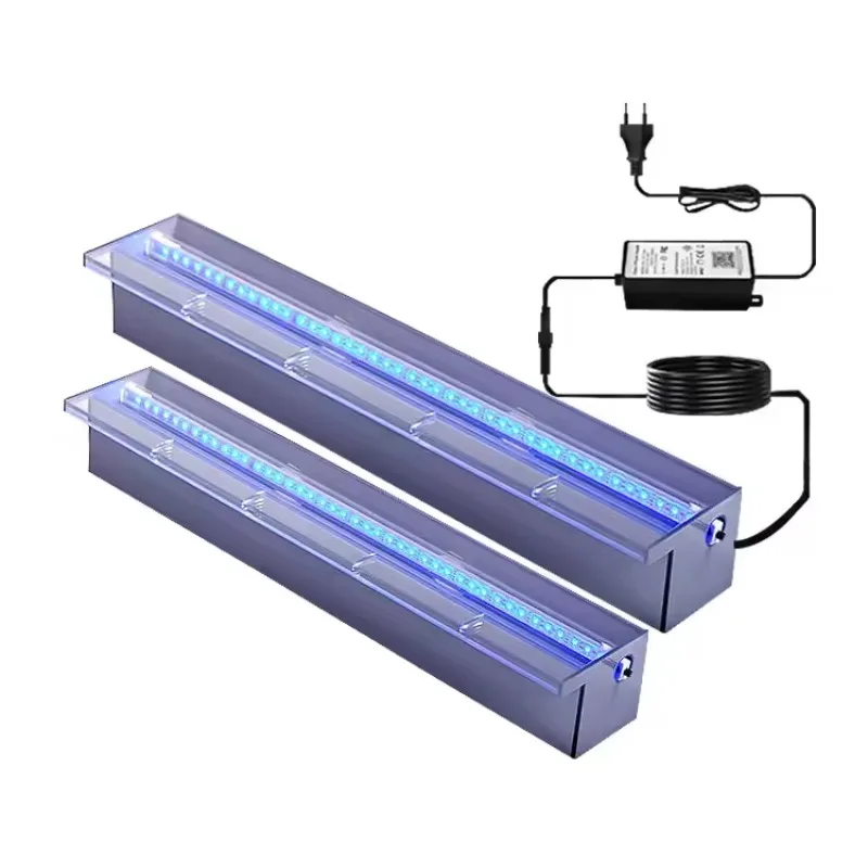 Acrylic Sheer Descent Waterfall Wall Fountain LED Light Water Blade Cascade For Swimming Pool Spa Garden Landscape Design