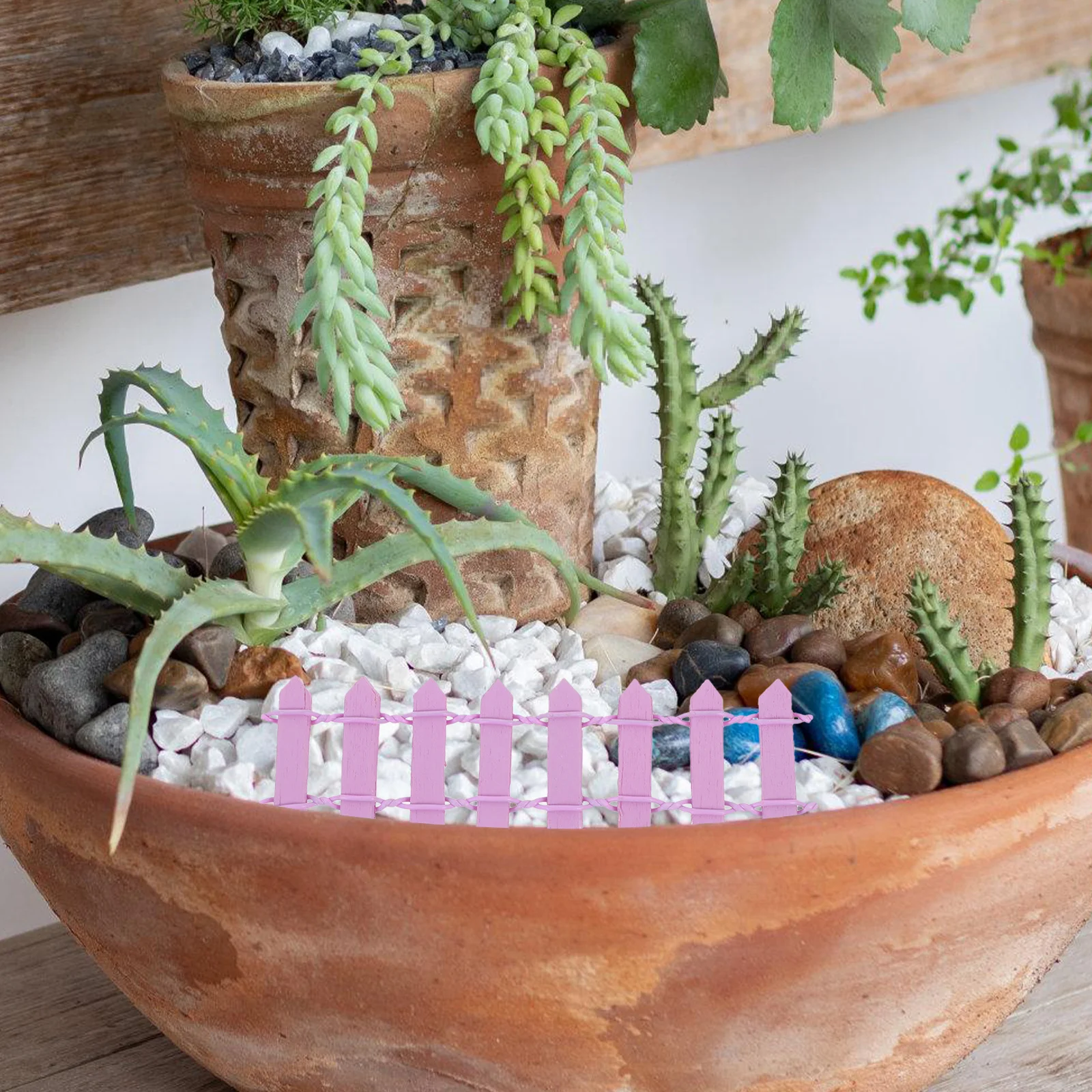 

15Pcs Mini Succulent Plants Wooden Fence Miniature Garden Decoration Small Fence for Potted Plants Fairy Garden