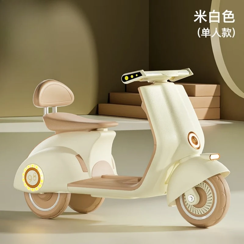 motorcycle tricycle adult remote, beige 12v large battery  double drive  anti-skid wheel blue, electric drive
