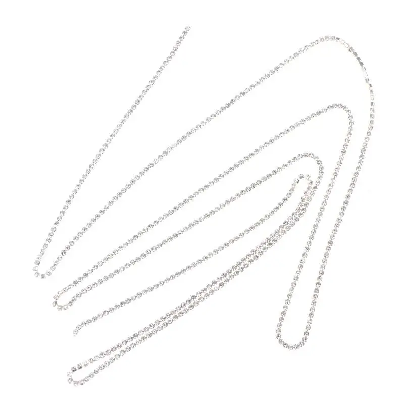 Nail Art Decorative Chain 1 Pack Luxury Sparkling Diamond Inlaid Silvery Metal for Women Home DIY Manicure Salon Nail Styling