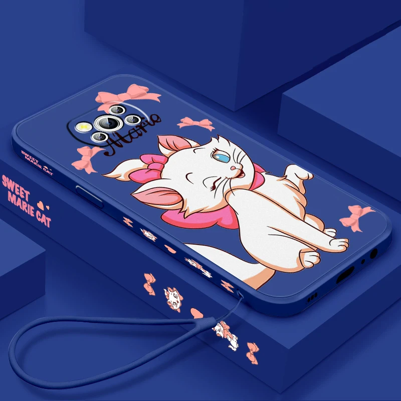 Disney Aristocats Cute Mary Liquid Left Rope For Xiaomi Mi Poco X6 X5 X4 X3 M6 M5 M5S M4 M3 F5 F4 F3 Pro 5G Soft Phone Case