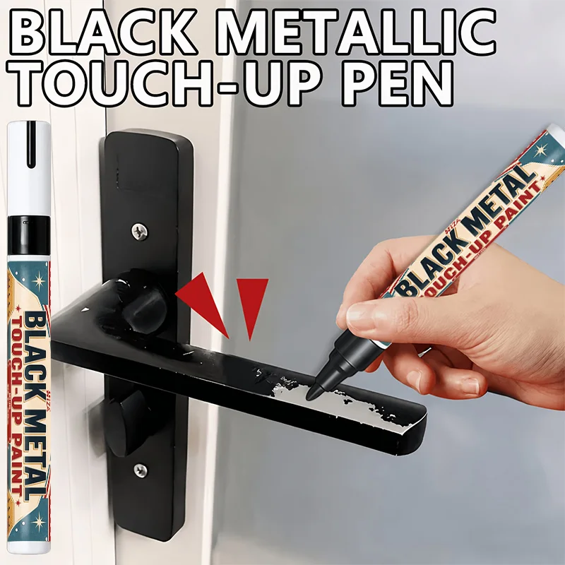 HIZA Black Metal Touch-Up Pen, Scratch Repair, Bathroom Kitchen Metal, Faucets Handles Sinks Bathtubs Showers, Restore Like New