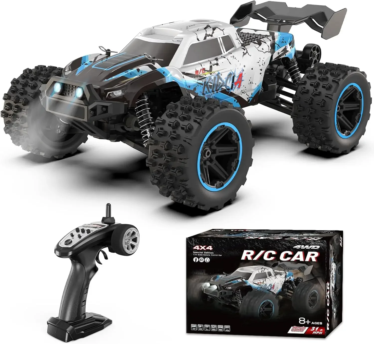 1/14 Fast RC Cars for Adults and Boys, 50 KPH 4WD Offroad RC Truck | All Terrain High Speed Hobby Remote Control Car, 60 Mins