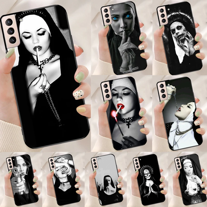 Sexy Girl Sister Style Nun Phone Case For Samsung Galaxy S22 S23 S21 S10 Plus Note 20 Ultra Note 10 S20 FE Cover Fundas