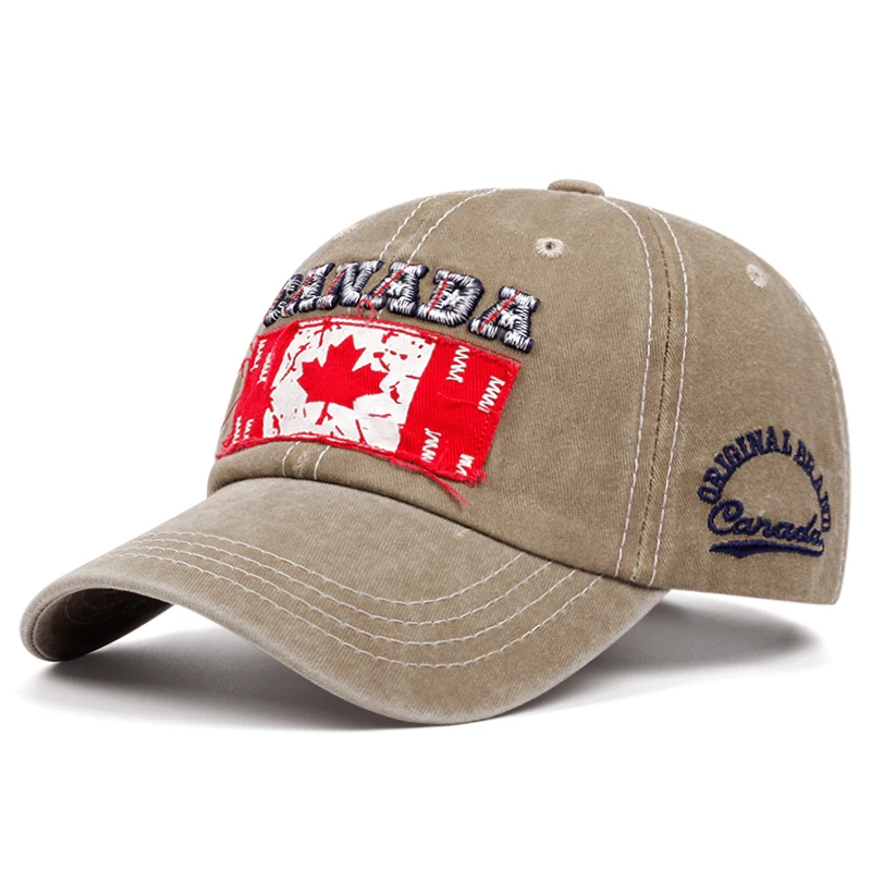 Retro Baseball Cap Men Canada Flag Embroidery Trucker Hats For Men Sun Hat Cotton Washed Golf Caps For Men Outdoor Snapback