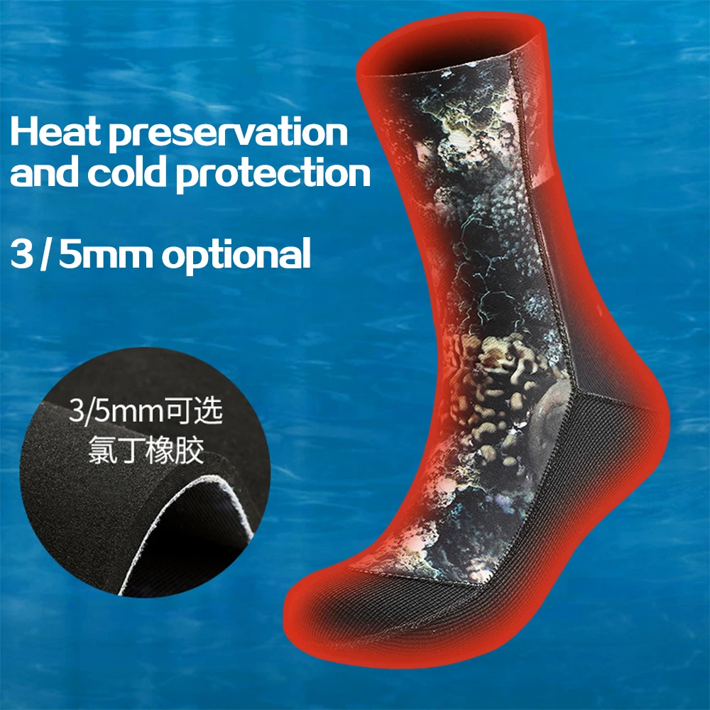 Calcetines de neopreno de 3/5MM para adultos, medias cálidas para buceo, playa, natación, caza subacuática, antideslizantes, Camuflaje, surf, novedad