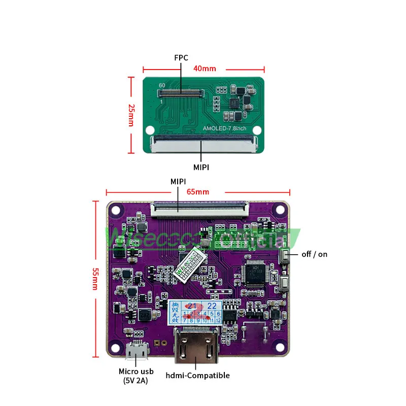 Imagem -04 - Wisecoco Polegadas Flexível Oled Display Curvo Amoled 1440x1920 Tela de Toque Capacitiva 7.8 Polegadas Mipi Ips Painel Dobrável