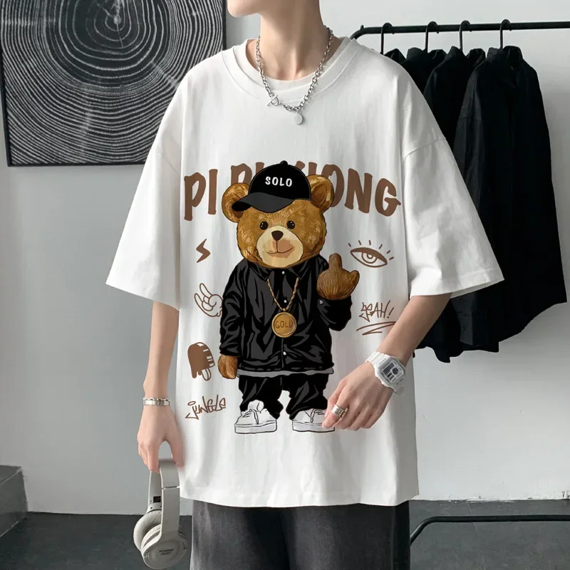 

Men's CottonT-shirt Anime Mens Summer T Shirts Fashion 5XL Oversized Tee Shirts White Casual Tshirt for Man