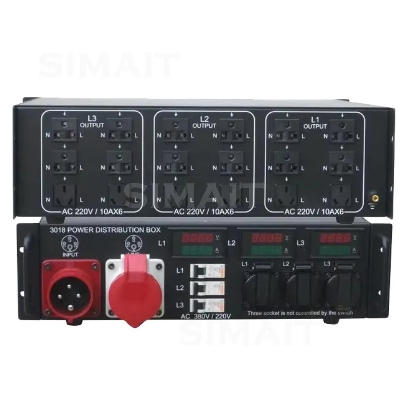 Professional Portable Power Distribution Box, 380V 220V 5Pin 3-Phase Master Switch, Durable Metal for Audio Sound Equipment