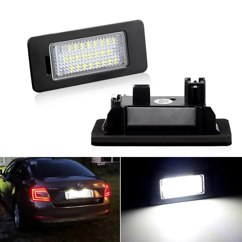 2 SZTUK Lampka oświetlenia tablicy rejestracyjnej LED do SKODA Rapid Yeti Octavia 3 Superb B6 Fabia Do Audi A1 A3 A4 A5 A6 A7