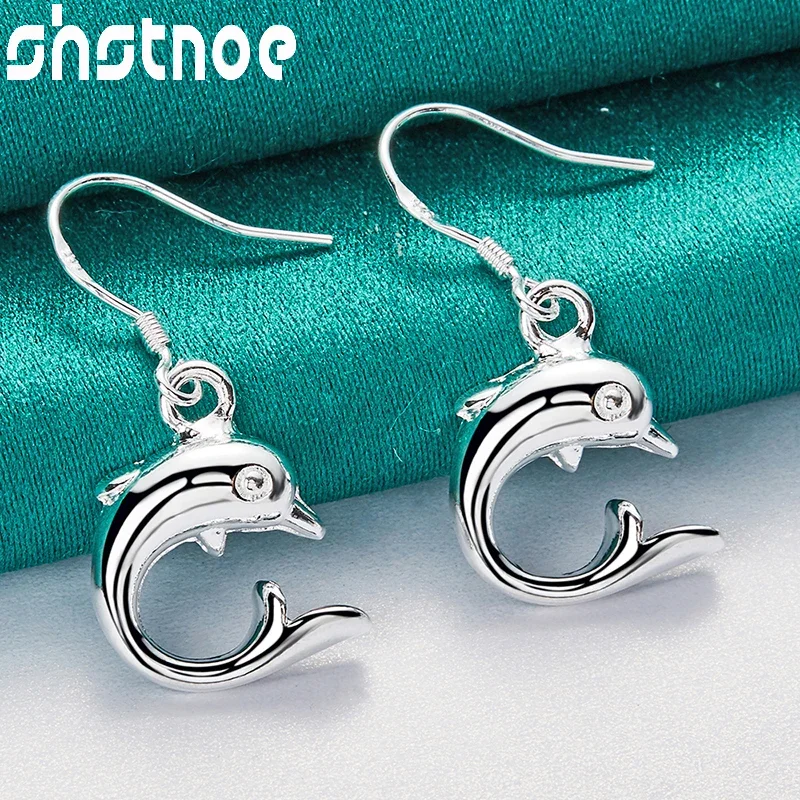 SHSTONE 925 Sterling Silver Earring Luxury High Quality Dolphin Drop Earrings For Women Fashion Party Wedding New Jewelry Gifts