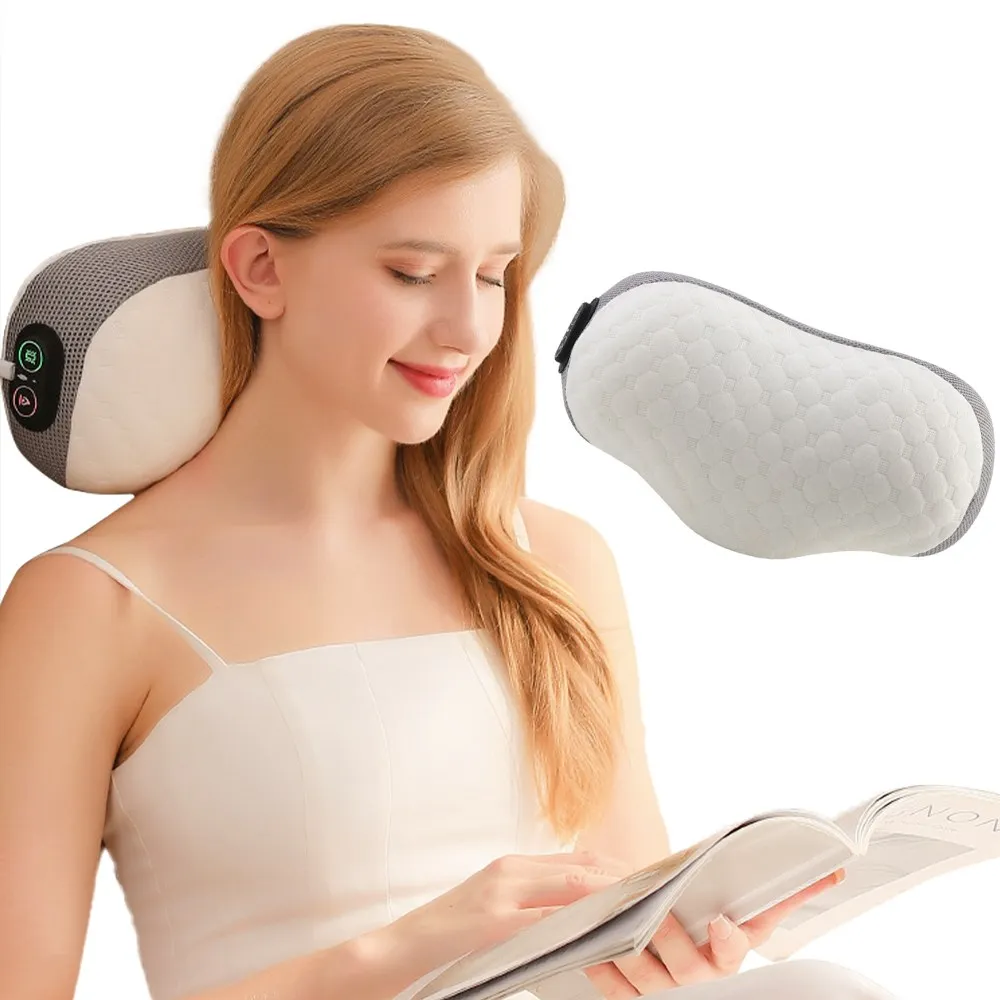 neck massage pillow neck pillow cushion warm pillow warm vibration memory foam breathable massage/digester massager