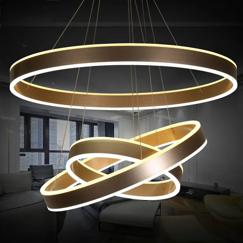 

40 60 80CM Modern LED living dining room pendant lights suspension luminaire led 3 rings lamp fixture de techo colgante