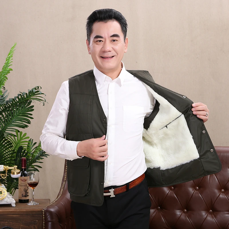 Men's Lightweight Fleece Vest V-Neck Thermal Lining Waistcoat Black-Navy/Olive L-4XL Sleeveless Outerwear Winter Autumn Attire