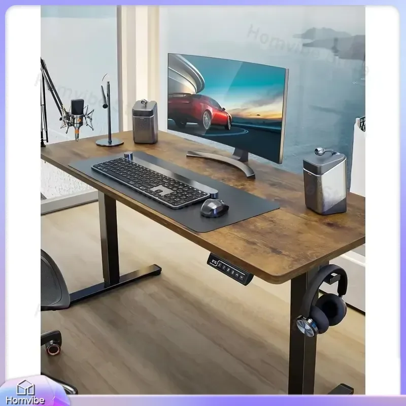 Electric Height Adjustable Standing Desk 55 x 28 Inches Sit Stand Computer Desk for Home Office Workstation with Memory