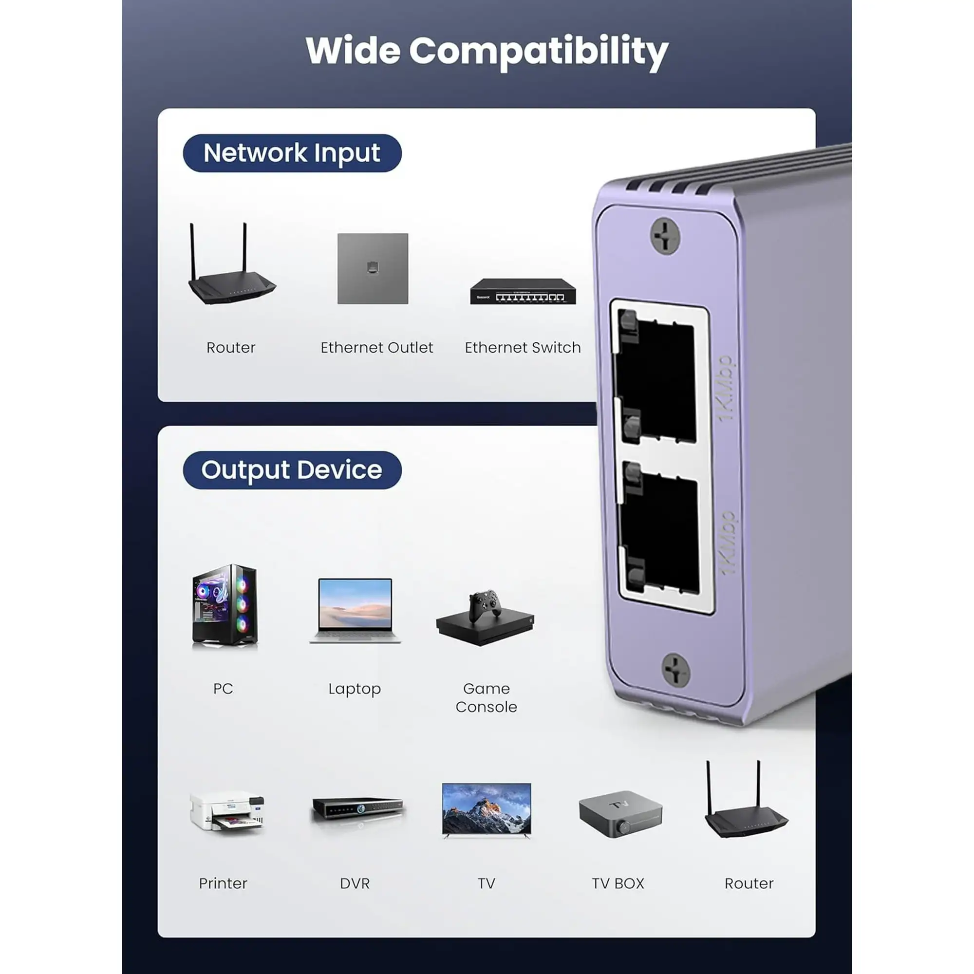 فاصل إيثرنت 1 إلى 2 1000 ميجابت في الثانية عالي السرعة RJ45 الفاصل حافظة ألومنيوم رفيعة للغاية مقسم جيجابت LAN لكابلات Cat5/6/7/8 #6