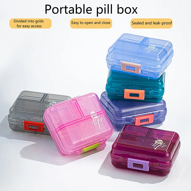 Seven Day Travel Mini Portable Medicine Box Multi Grids Sealed Medication Pills Storage Box Jewelry Storage Box Moisture-proof