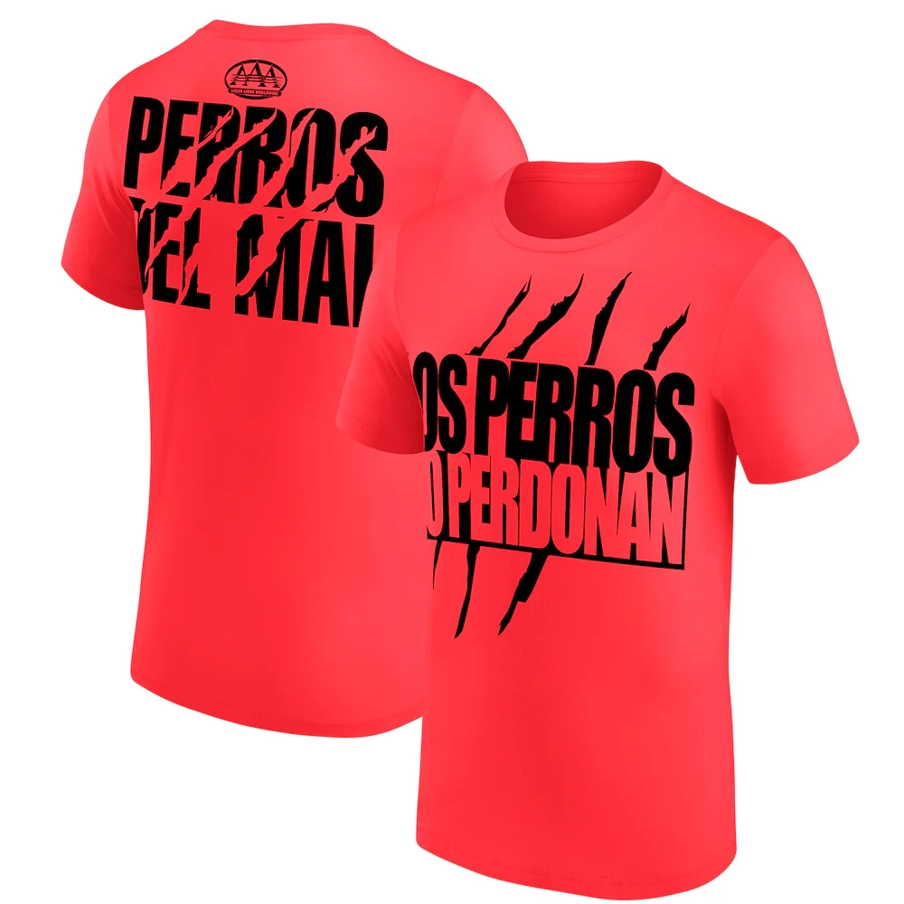 New Men's Red Los Perros Del Mal No Perdonan T-Shirt 3D Print Sports Quick Dry Short Sleeve Daily Casual Plus Size T-Shirt 5XL