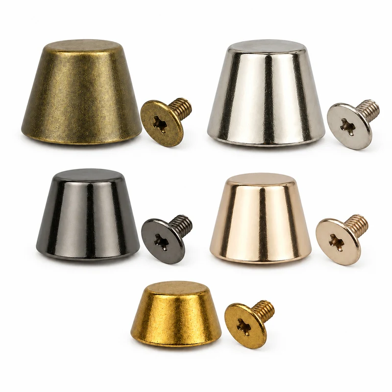 5 Sets Barrel Screw Rivets with Matching Screws, 5/9/12.5mm Tall Decorative Studs for Leather Bags Belts DIY Crafts