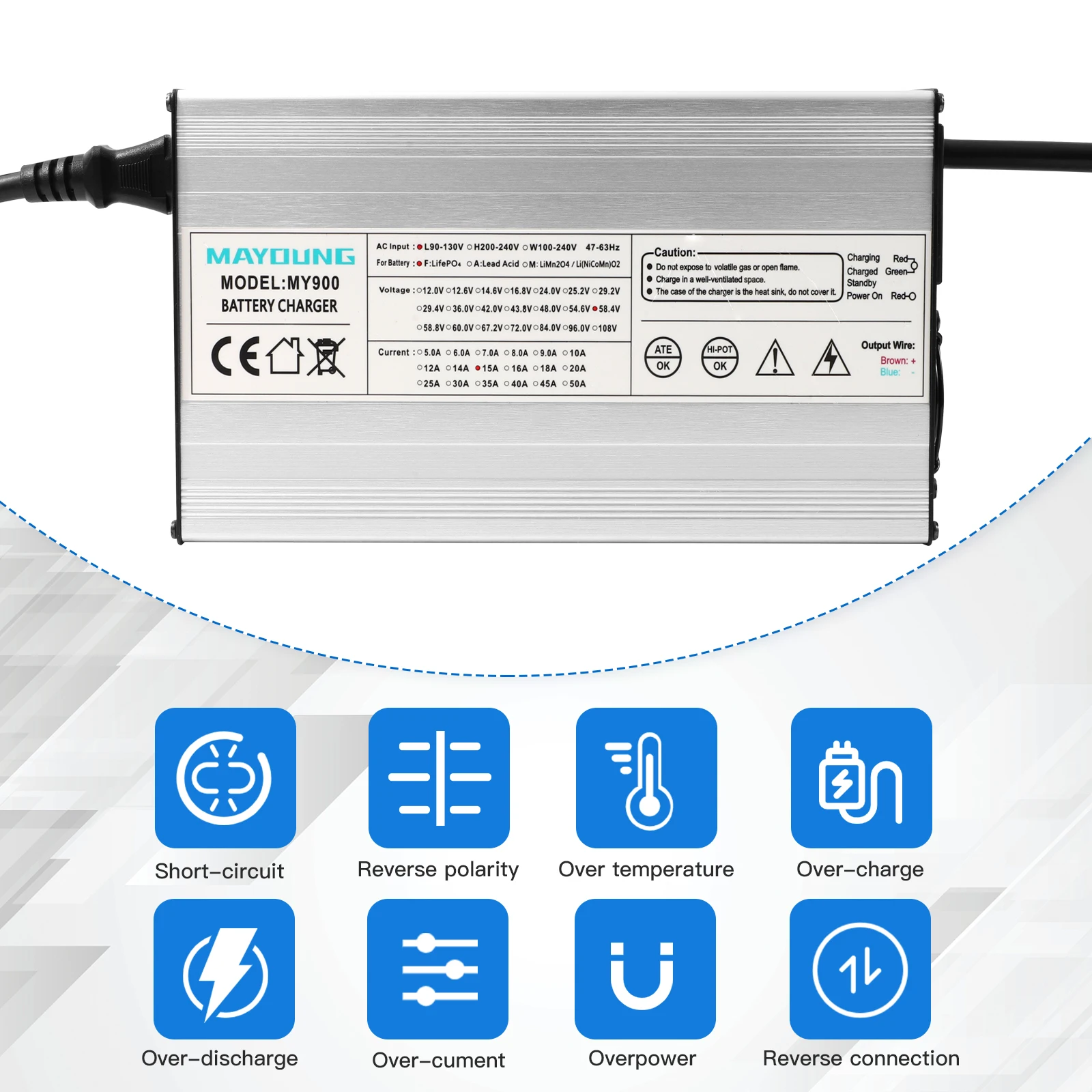 12v40a شاحن بطارية الرصاص الحمضية 14.6 فولت 40 أمبير 4 ثانية ليثيوم lifepo4 شاحن بطارية 12.6 فولت 16.8 فولت شواحن ليثيوم أيون 900 واط