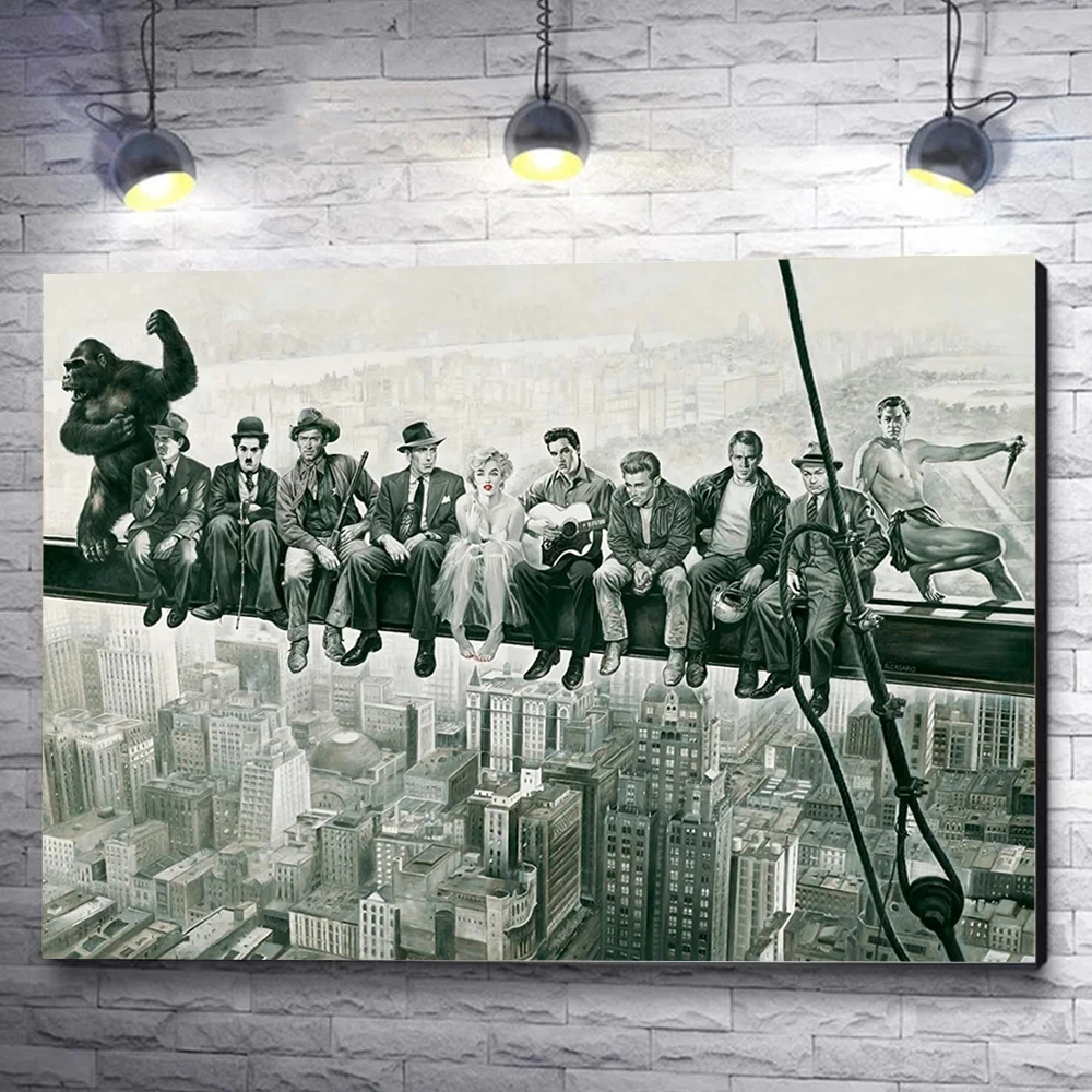 Lunch Atop A Skyscraper Poster Prints For Living Room Home Decor Pop Culture Celebrities On the RCA Canvas Painting Wall Art