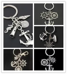 1pcs Seafarer Key Chain Ship Anchor Rudder Pirate Captain Crew Sailboat Key Chain