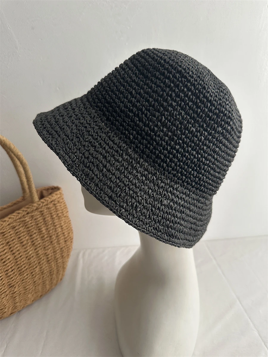 Women's Woven vintage Straw Hat Foldable Wide brim lightweight Breathable Sun Protection Fresh Style for Summer Beach Vacation