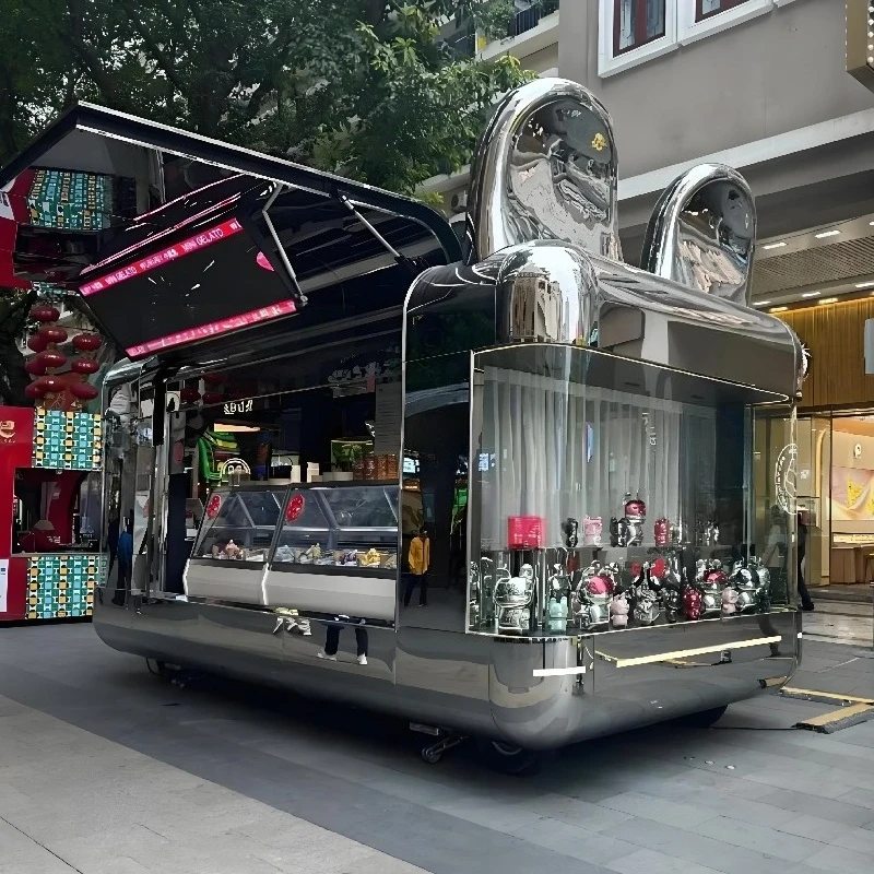 

Stainless Steel Mobile Food Trailer Truck with Commercial Kitchen Equipment for Street Vending Outdoor Snack Cart Customizable