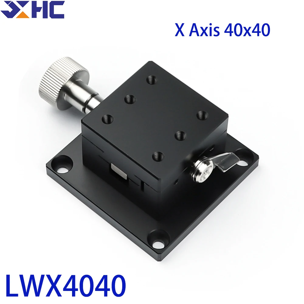 

X Axis LWX4040 40x40mm dovetail groove fine adjustment platform manual shift displacement platform rack and gear transmission