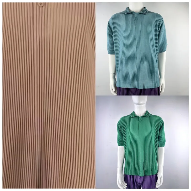 Miyake Pleated Polo Shirt Men Plisse 2026 Summer New Slim Fit Fashion Short Sleeve Fold Top Collar Summer Casual Pleats Shirt