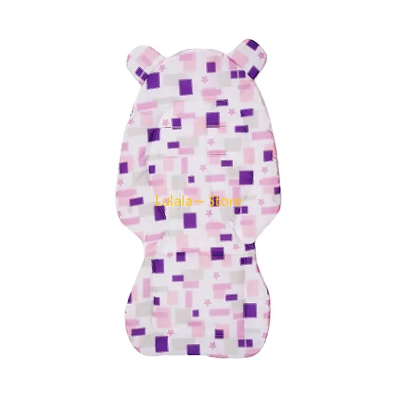 Y4QA 81x41cm Reversible Infant Car Liner Breathable Cotton Fabric Dotted Backing Cushion Universal Strollers Mat
