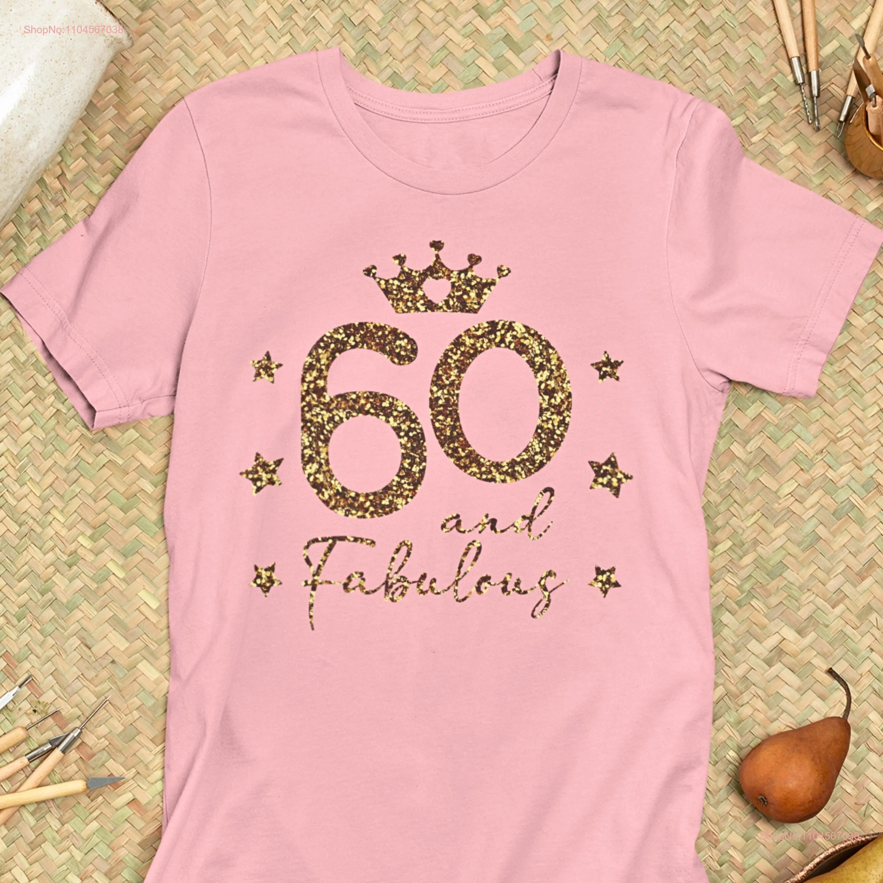 Sixty and Fabulous Glitter Style Print T Shirt Birthday Milestone Sparkly Sixtieth Bday Top Celebration