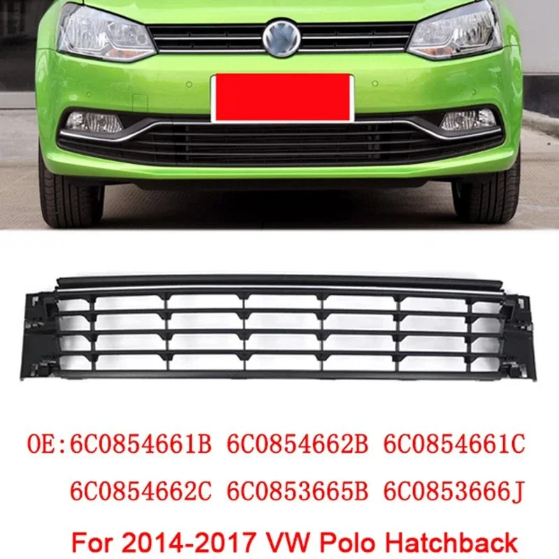 

ABS Black Car Front Bumper Fog Light Cover Lower Bezels Grille for 2014-2017 VW Polo Hatchback 6C0854661B 6C0854662B 6C0854661C
