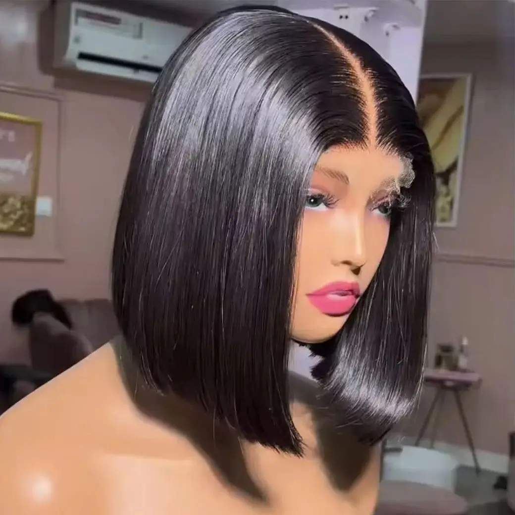 200% Straight Lace Front Wig Human Hair 13x4 13x6 HD Transparent Lace Frontal Wigs Short Bob Hair Wigs For Women 100% Human Hair